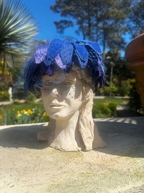 Vtg 50s/60s Blue & Purple Velvet Leaf Fascinator - Birdcage Veil Hat